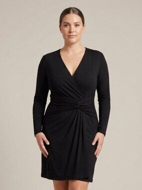 Black Rayon Wrap Dress by Ruche